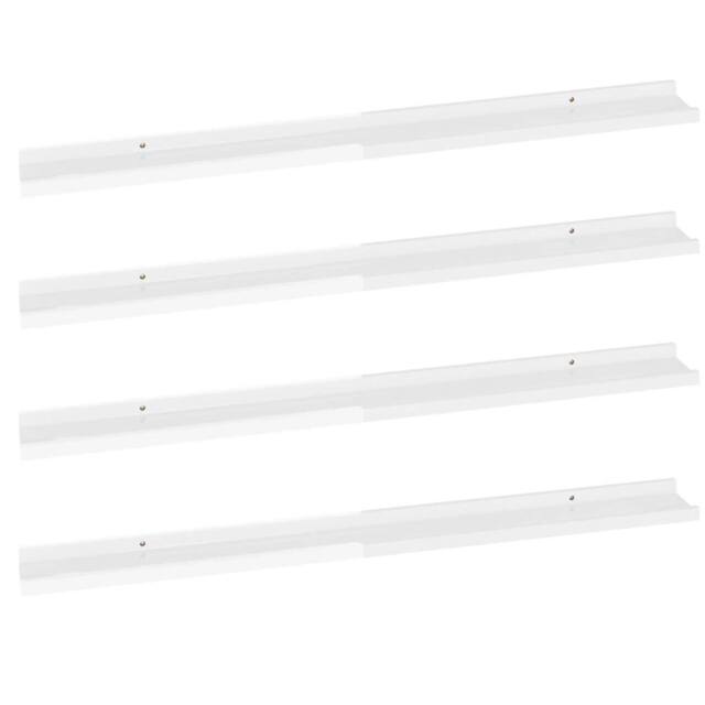 Berkfield Home Wall Shelves 4 pcs High Gloss White 100x9x3 cm - Size: 100 x 9 x 3 cm - image 1