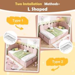 Rolipo Pink Velvet 3FT Single Crown Daybed With Hydraulic Storage - thumbnail 6