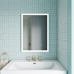 Balterley Rectangular LED Touch Sensor Mirror & Demister 700x500mm - Chrome in Silver - thumbnail 2