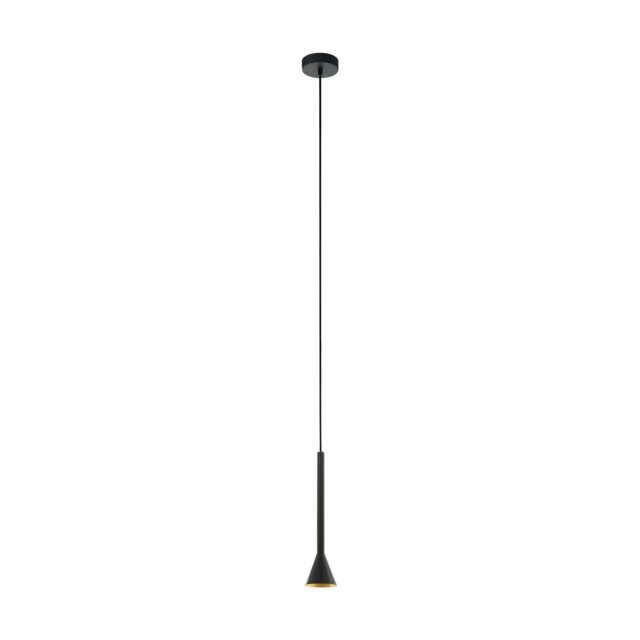 Loops Pendant Ceiling Light Colour Black Outer & Gold Inner Shade Bulb GU10 1x5W Inc - image 1