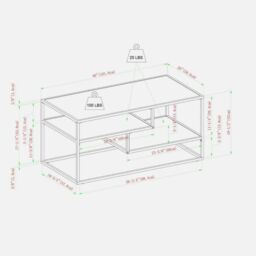 EONLION Modern Tiered Metal & Wood Coffee Table in White - Size: A - thumbnail 3
