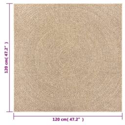Berkfield Home Rug ZIZUR 120x120 cm Jute Look Indoor & Outdoor in Brown - Size: Medium - thumbnail 8