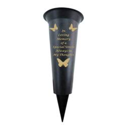 David Fischhoff Memorial Grave Plastic Spike Vase - Uncle in Black - thumbnail 1