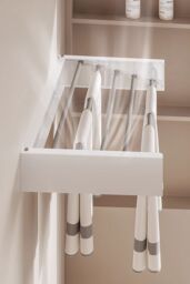 H&O Direct Wall Mounted Drying Rack Aluminum Rods Space Saving Clothes Drying Rack in White - thumbnail 2