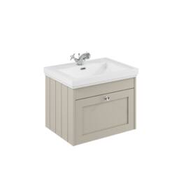 Balterley 600mm Wall Hung 1 Drawer Unit & Classic Basin 1 Tap Hole - Pebble Grey - thumbnail 1