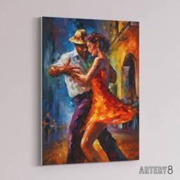 "Artery8 Salsa Street Dance Colourful Dancing Canvas Wall Art Print - Size: W18"" x H24""" - thumbnail 2