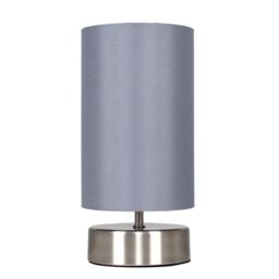 ValueLights Francis Brushed Chrome Dimmable Touch Table Lamps with Fabric Shade in Grey - thumbnail 2