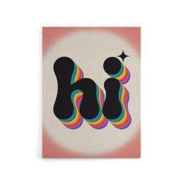 "Artery8 Hi Colourful Retro Rainbow Font Typography Canvas Wall Art Print - Size: W18"" x H24""" - thumbnail 1