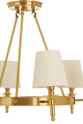 Orsina Elegant 6 Arm Gold Ceiling Light with Linen Shades, Brass Frame Hotel Style Pendant Light, Lighting Fixture - thumbnail 4