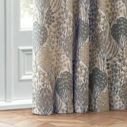 Wylder Ophelia Floral Room Darkening Pencil Pleat Curtain Pair in Mid Blue - Size: 168 cm width x 183 cm drop - thumbnail 4