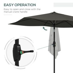 OUTSUNNY 2 x 3(m) Garden Parasol Rectangular Market Umbrella w/ Crank in Dark Grey - thumbnail 6