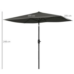 OUTSUNNY 2 x 3(m) Garden Parasol Rectangular Market Umbrella w/ Crank in Dark Grey - thumbnail 3