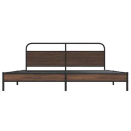 Berkfield Home Metal Bed Frame without Mattress Brown Oak 200x200 cm - thumbnail 5
