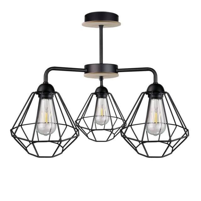 Netlighting Foskal Semi Flush Light Black Wood 44cm 3x E27