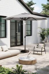 Garden Sanctuary Patio Umbrella 3M Rotating Garden Parasol with Plastic Fillable Base in Light Grey - thumbnail 1
