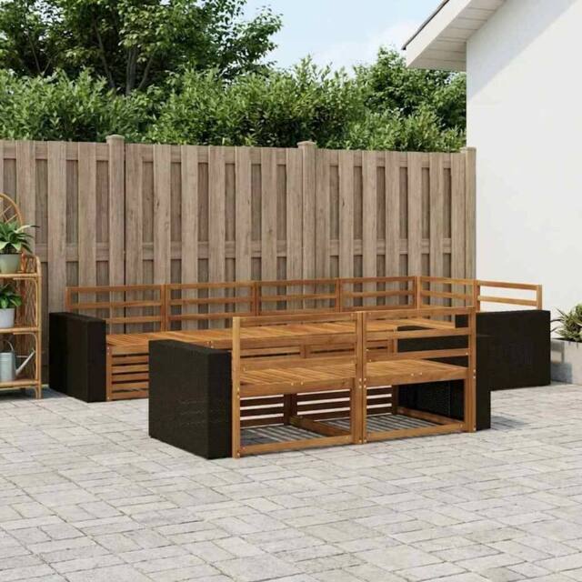 Berkfield Home Outdoor Sofa Set 7 pcs Natural in Brown - image 1