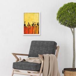 Artery8 Abstract Music Band Figures In Warm Acrylic Tones Musical Artwork Framed Wall Art Print A4 in White - thumbnail 2