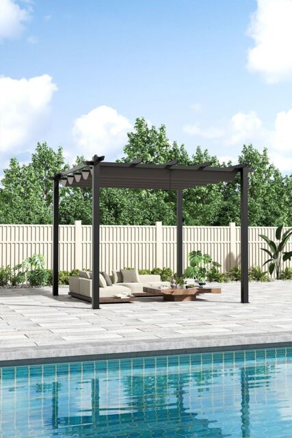 Garden Sanctuary Outdoor Aluminum Pergola for Patio Deck in Dark Grey