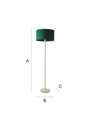 ValueLights Charlie White Metal Single Stem Floor Lamp with Fabric Drum Lamp Shade in Bottle Green - thumbnail 8