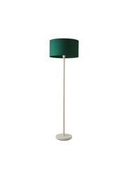 ValueLights Charlie White Metal Single Stem Floor Lamp with Fabric Drum Lamp Shade in Bottle Green - thumbnail 7