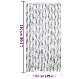 Berkfield Home Fly Curtain Light Grey & Dark Grey 100x230 cm Chenille - thumbnail 7