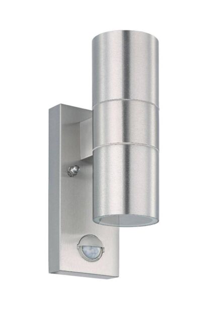 Eglo Riga 5 Metal IP44 Outdoor Wall Light 2 Light (Inclusive) in Metallic Silver