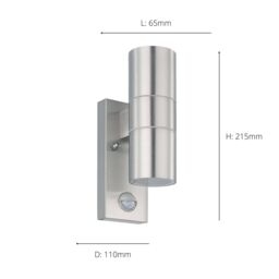 Eglo Riga 5 Metal IP44 Outdoor Wall Light 2 Light (Inclusive) in Metallic Silver - thumbnail 3