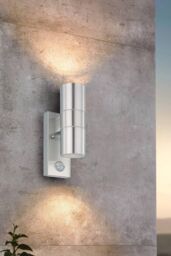 Eglo Riga 5 Metal IP44 Outdoor Wall Light 2 Light (Inclusive) in Metallic Silver - thumbnail 2