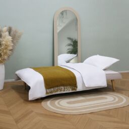 Home Garden Direct Lucca - Click clack Sofa Bed in Premium Textured Linen 3 Seater in Light Grey - thumbnail 4