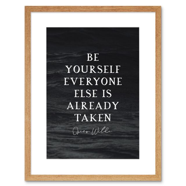 "Artery8 Wall Art Print Slate Quote Oscar Wilde Be Yourself Artwork Framed 9X7 Inch in Beige - Size: W7"" x H9""" - image 1