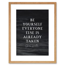 "Artery8 Wall Art Print Slate Quote Oscar Wilde Be Yourself Artwork Framed 9X7 Inch in Beige - Size: W7"" x H9""" - thumbnail 1
