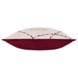 Furn Joy To All Embroidered Velvet Cushion in Red - Size: 30 cm x 50 cm - thumbnail 4