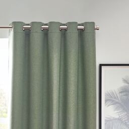 Furn Dawn Blackout Eyelet Curtain Pair in Light Green - Size: 117 cm width x 137 cm drop - thumbnail 3