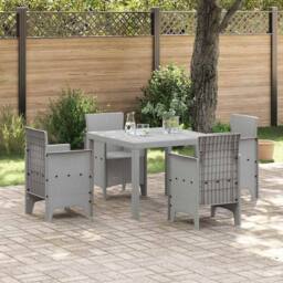 Berkfield Home Garden Table Light Grey 100x100x73 cm Poly Rattan - Size: 100 x 100 x 73 cm - thumbnail 2