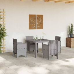 Berkfield Home Garden Table Light Grey 100x100x73 cm Poly Rattan - Size: 100 x 100 x 73 cm - thumbnail 3