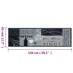 Berkfield Home Kitchen Rug Washable Wine Grey 45x150 cm Velvet - thumbnail 5
