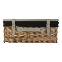 Red Hamper Antique Wash Black Lined Willow Empty Picnic Basket with Pinewood Lid - Size: Medium - thumbnail 4