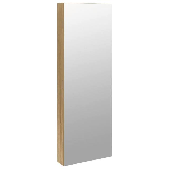 Berkfield Home Mirror Jewellery Cabinet with LED Lights Wall Mounted in Brown - image 1