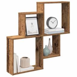 Berkfield Home Wall Shelf Old Wood 80x15x78.5 cm Engineered Wood in Brown - thumbnail 2