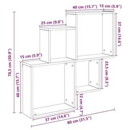 Berkfield Home Wall Shelf Old Wood 80x15x78.5 cm Engineered Wood in Brown - thumbnail 9