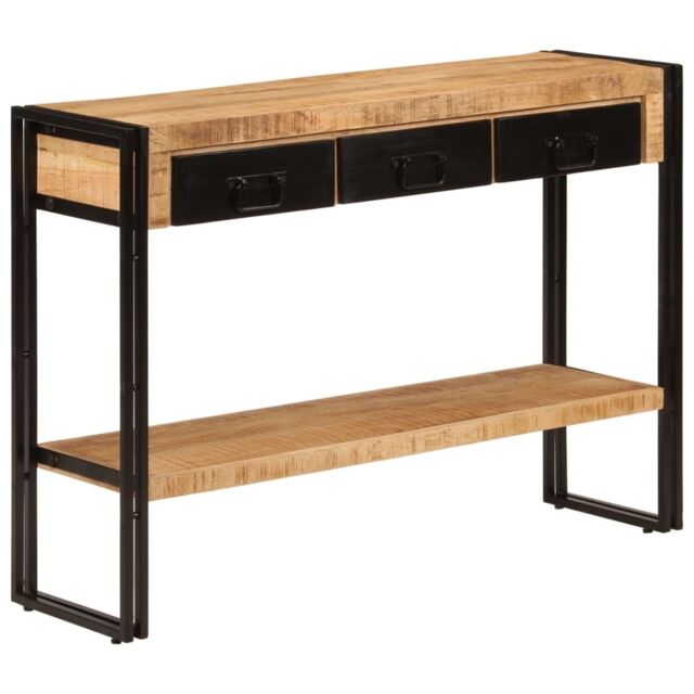 Berkfield Home Console Table 110x30x76 cm Solid Wood Mango in Black - Size: 110 x 30 x 76 cm - image 1