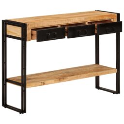Berkfield Home Console Table 110x30x76 cm Solid Wood Mango in Black - Size: 110 x 30 x 76 cm - thumbnail 6
