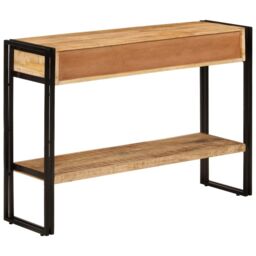 Berkfield Home Console Table 110x30x76 cm Solid Wood Mango in Black - Size: 110 x 30 x 76 cm - thumbnail 3
