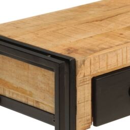 Berkfield Home Console Table 110x30x76 cm Solid Wood Mango in Black - Size: 110 x 30 x 76 cm - thumbnail 4