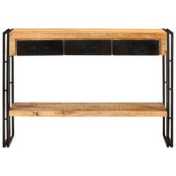 Berkfield Home Console Table 110x30x76 cm Solid Wood Mango in Black - Size: 110 x 30 x 76 cm - thumbnail 2