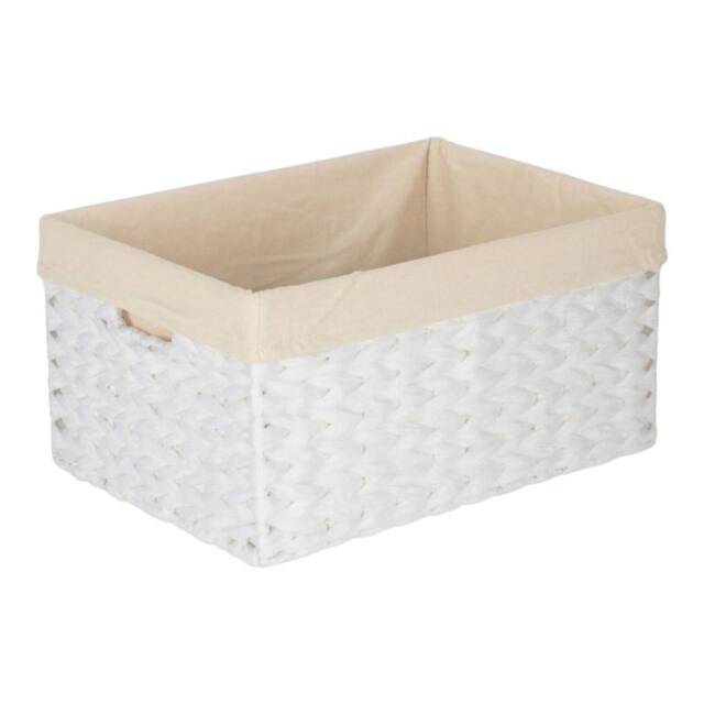 Red Hamper White Paper Rope Rectangular Storage Basket with White Cotton Lining - Size: Small - image 1