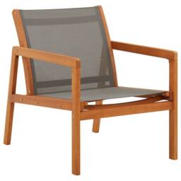 Berkfield Home Durable Garden Lounge Chair Grey Solid Eucalyptus Wood & Textilene - thumbnail 2