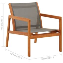 Berkfield Home Durable Garden Lounge Chair Grey Solid Eucalyptus Wood & Textilene - thumbnail 6