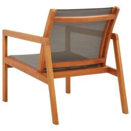 Berkfield Home Durable Garden Lounge Chair Grey Solid Eucalyptus Wood & Textilene - thumbnail 4