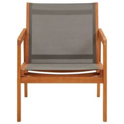 Berkfield Home Durable Garden Lounge Chair Grey Solid Eucalyptus Wood & Textilene - thumbnail 3